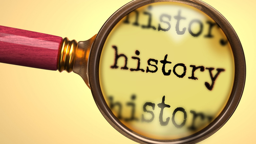 magnifying glass over the word "history"