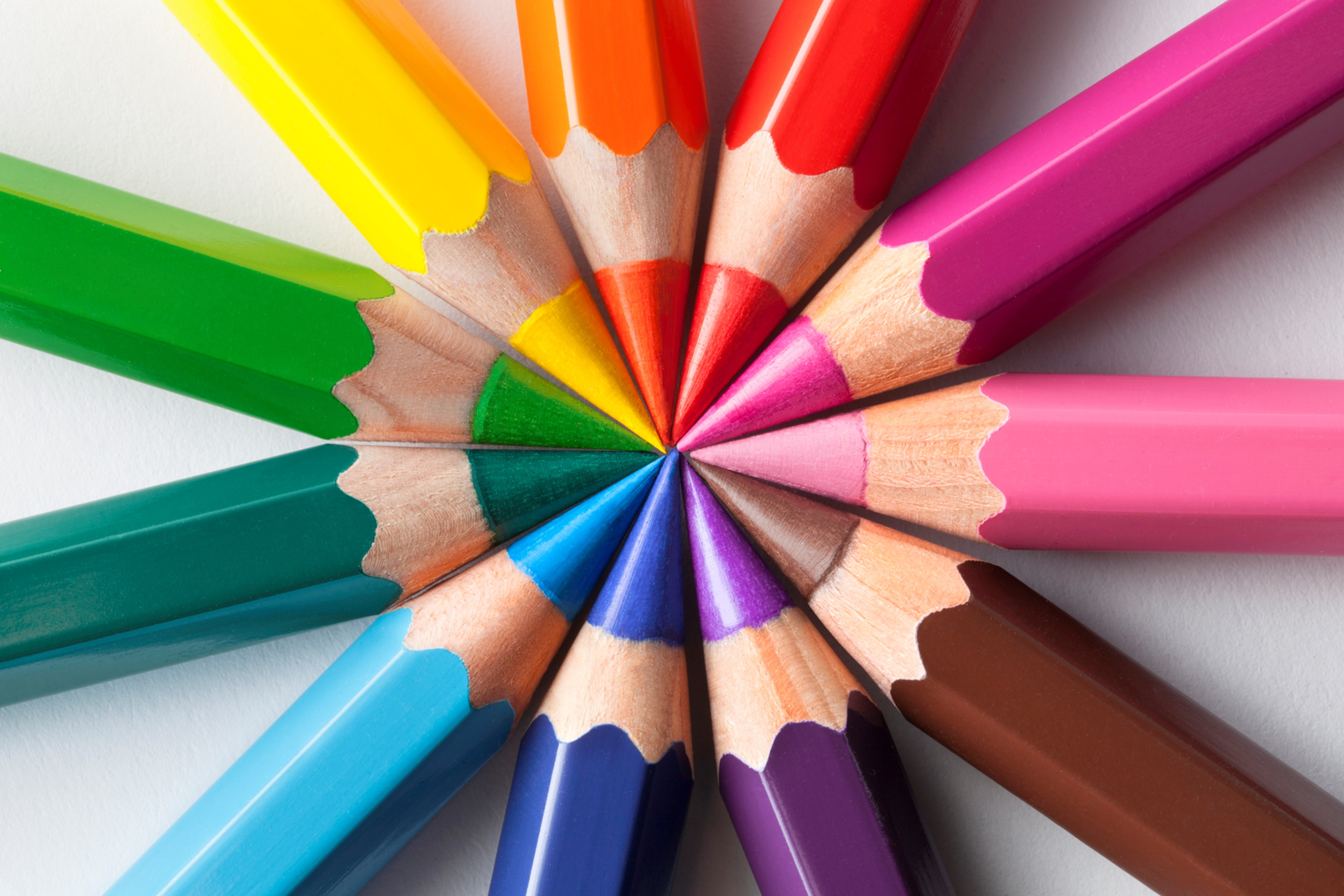 Coloured pencils forming a circle shape