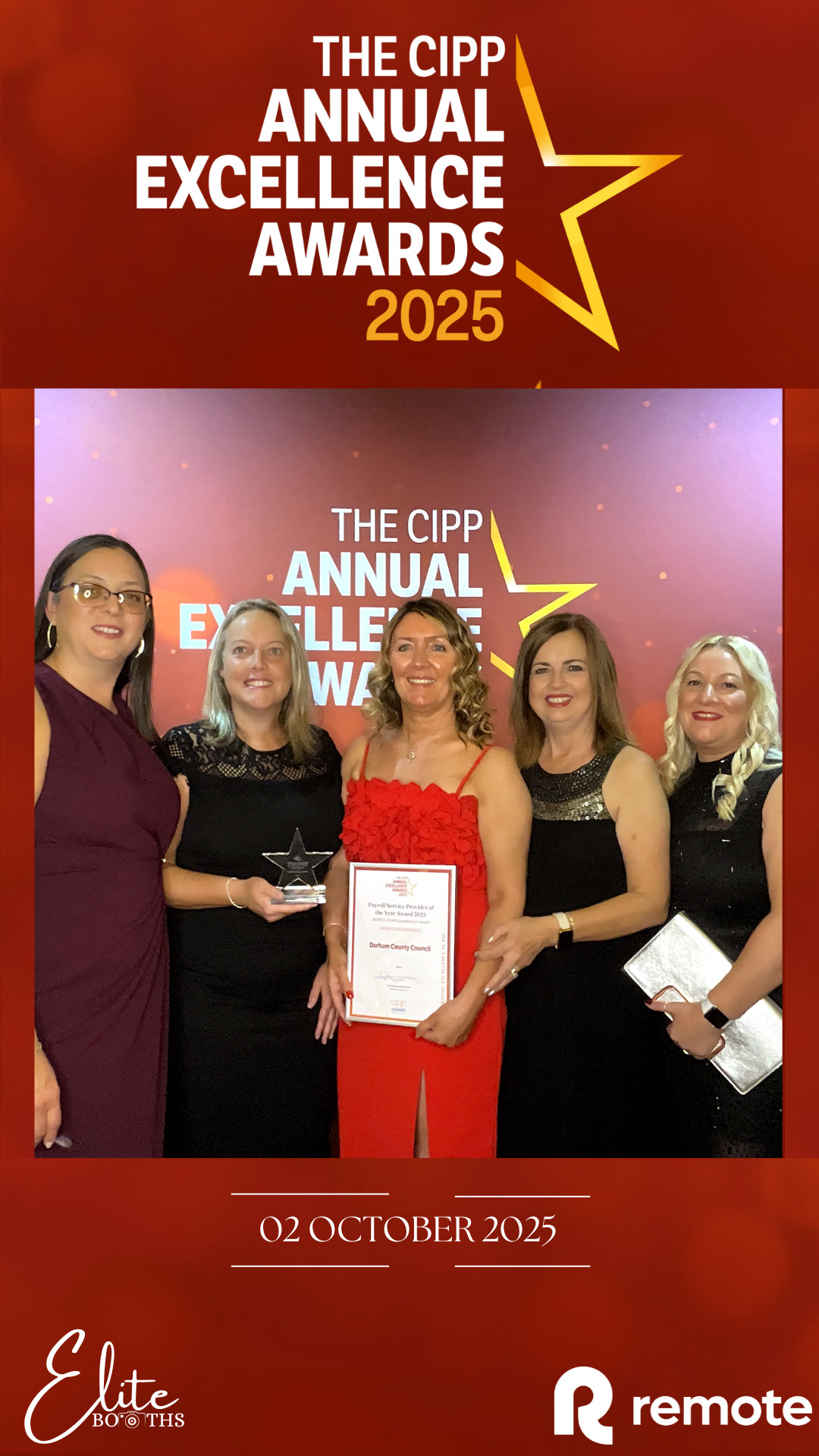 The Payroll team holding their award certificate at the CIPP awards