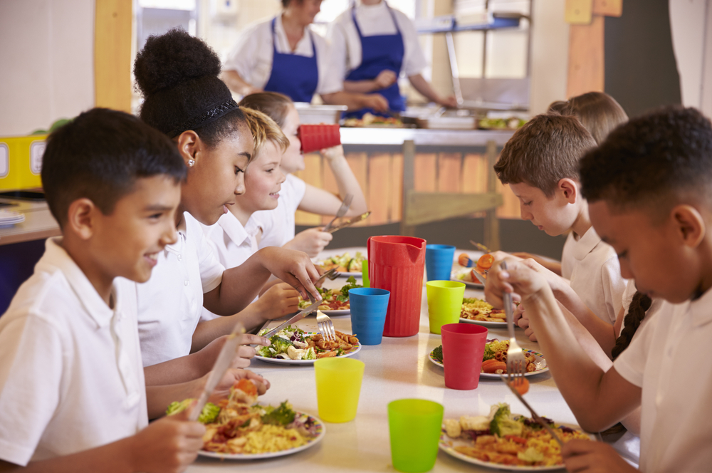 Children eating school diner
