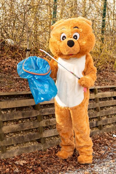 Tidy Ted with his litter picker and bin bag