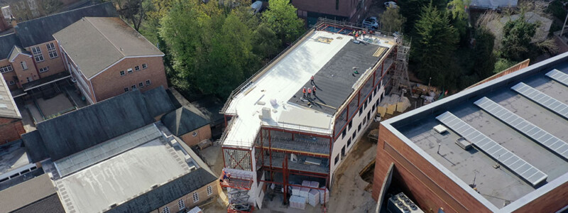 Aerial shot of site with work in progress