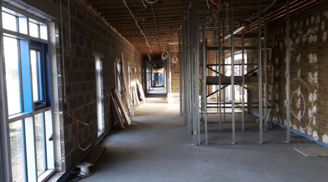 Progress of the internal works in the classroom