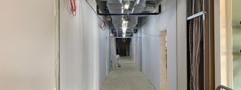 A half-finished internal corridor