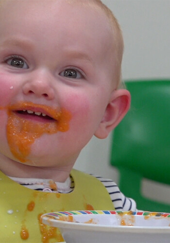 Baby eating food