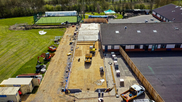 Work started on foundations and concrete base.