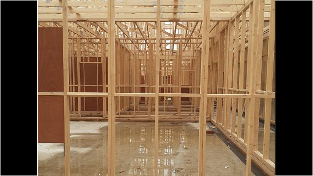 Completion of timber frame internally and externally.