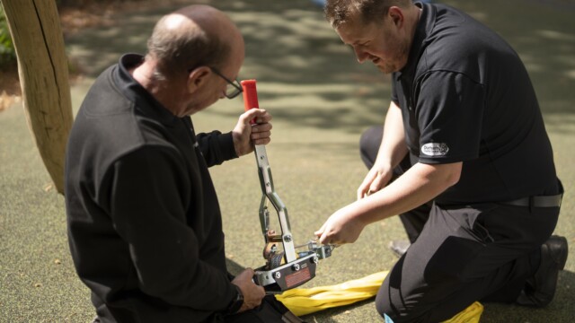 Two gentleman building